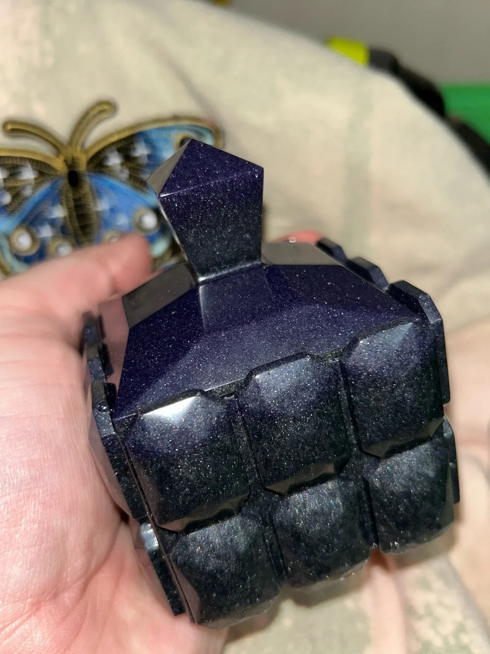 Black with Purplish Tint Geometric Handmade Jewelry Storage Box